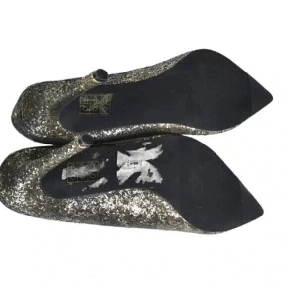 Le Chateau Gold Sequin Heels Sparkly Closed Toe Size 7 - Picture 9 of 12